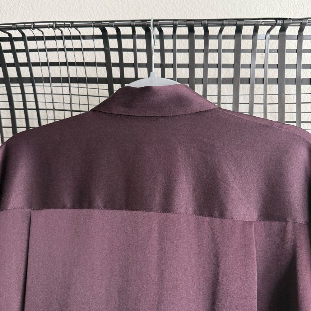 Silky Button-Down Blouse in Deep Plum - Picture 7 of 8